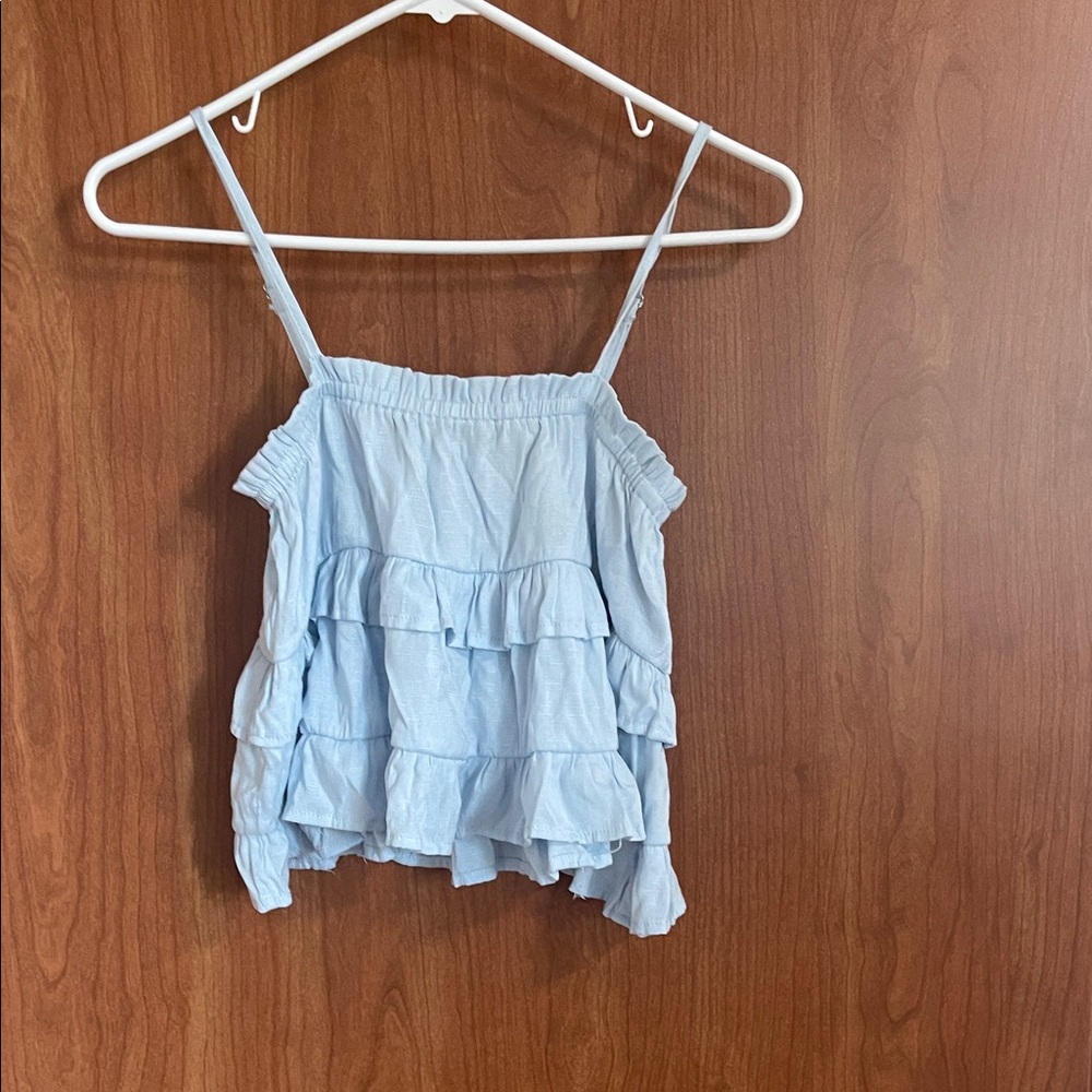 Light Blue Ruffled Women's Top